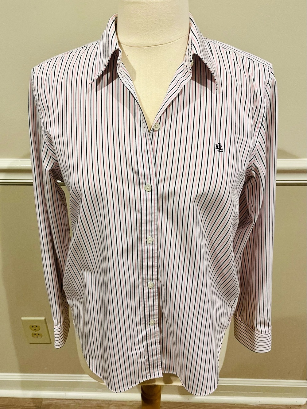 Women’s Pink Stripe Button-Up Shirt by Ralph Lauren